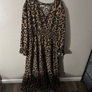 SHEIN Animal Print Long Sleeve Dress